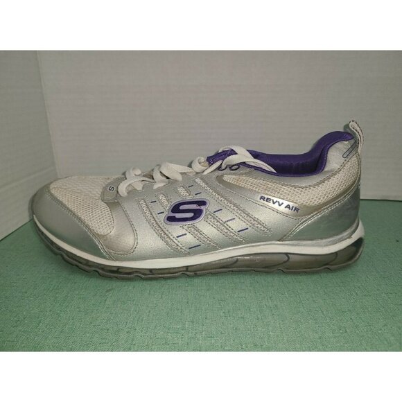 SKECHERS REVV AIR CROSS TRAINER SHOES LN WOMENS SZ 8.5  SN 12266 WHITE/SILVER - Picture 1 of 5